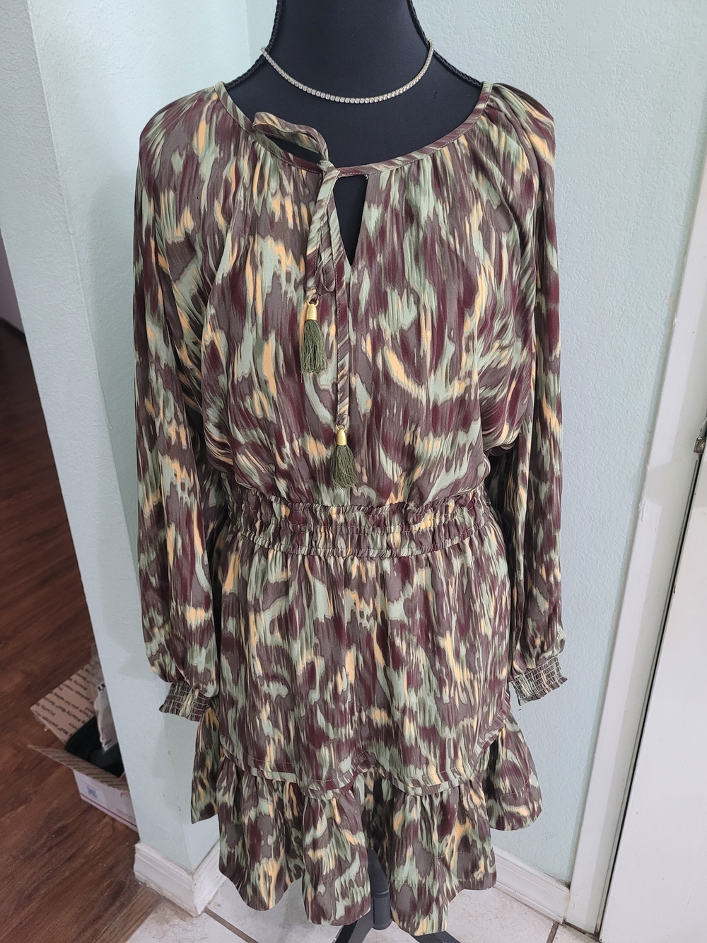 Nanette Lepore LS Mini Dress Abstract Print Mini Dress  Size S